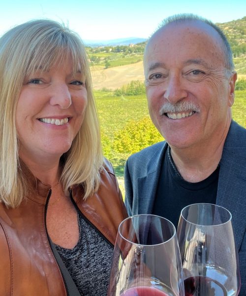 Couple enjoying glasses of wine